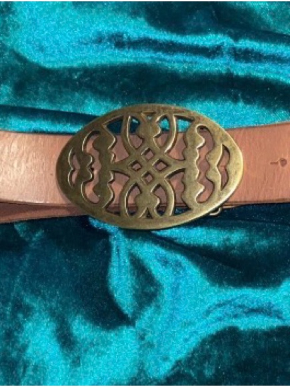 LUCKY BRAND - Leather Belt with Antique Brass Filigree Buckle - Brown 30”